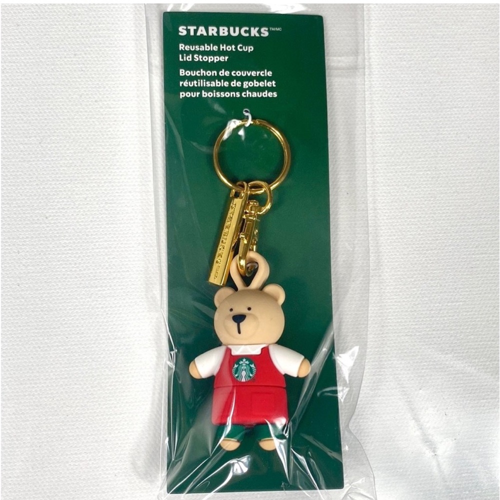 🆕 Starbucks Holiday Bearista 2025 Reusable Hot Cup Lid Stopper Key Chain